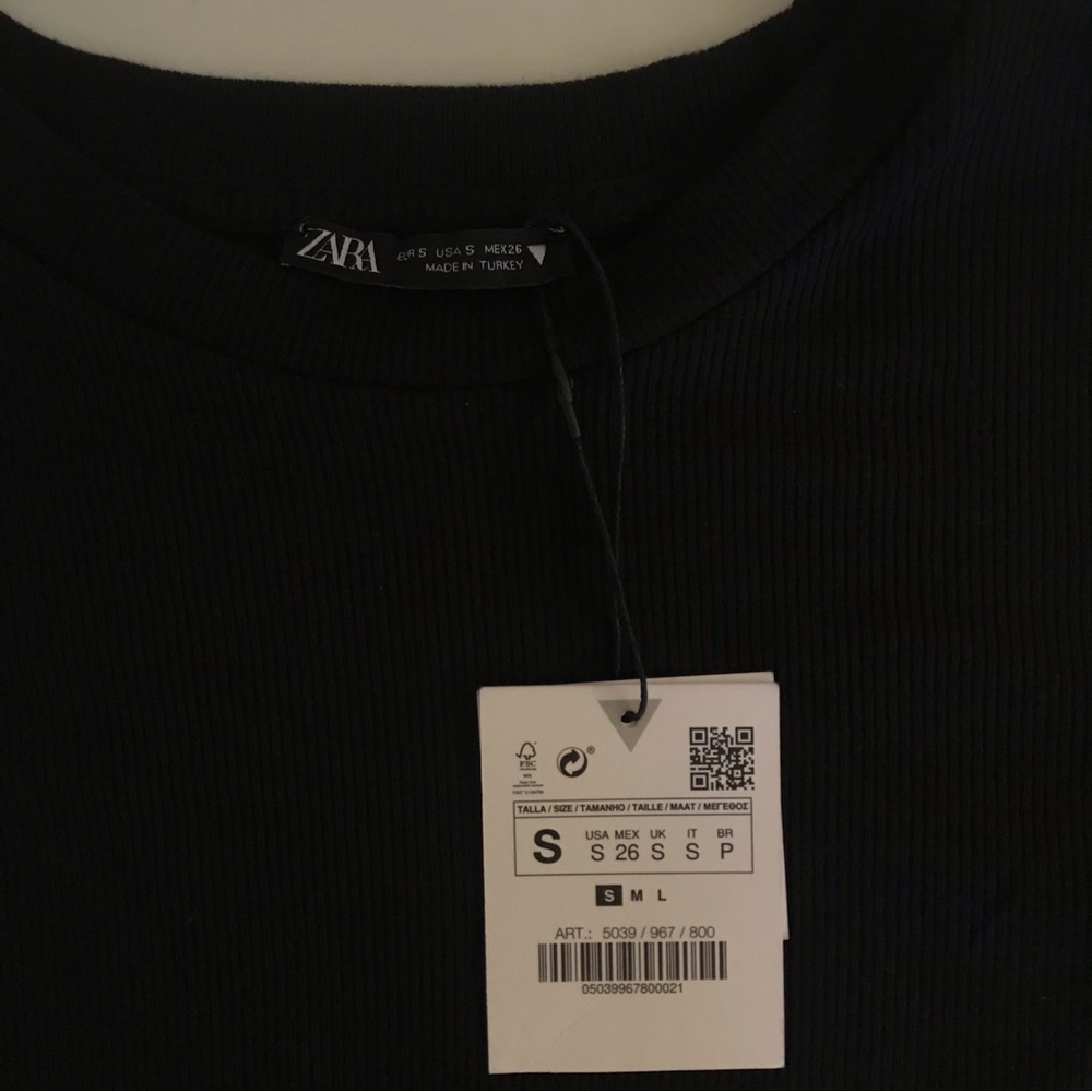 Zara Black Ruched Ribbed Top - Picture 7 of 9